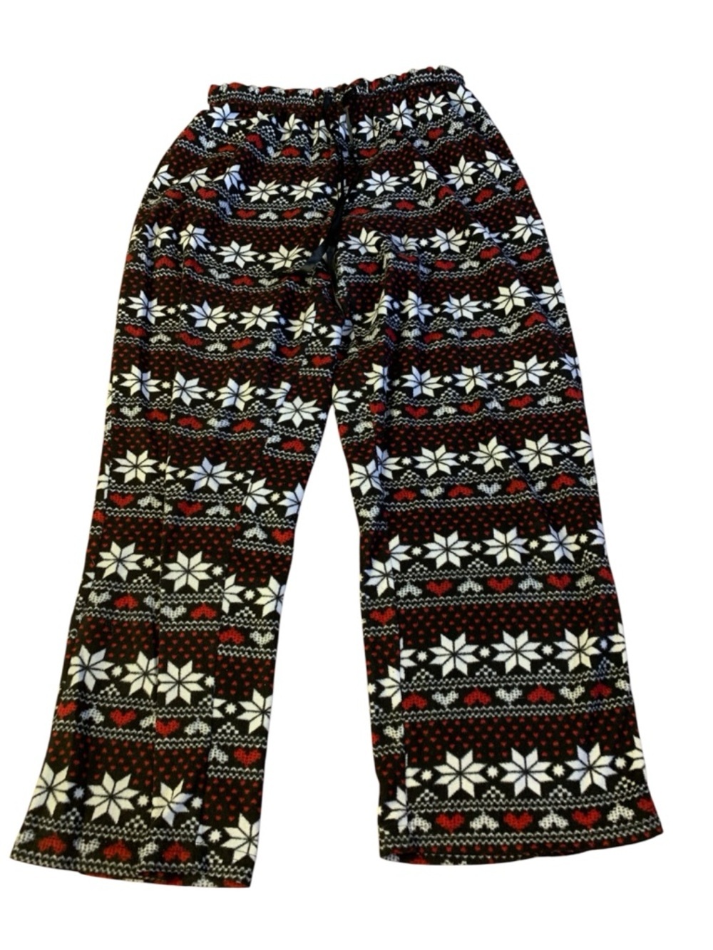 Joe Fresh Fair Isle Snowflake & Heart Fleece Pajama Pants - Medium